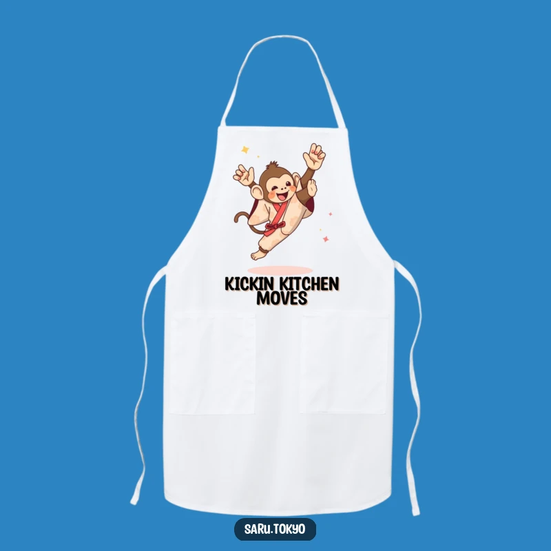 Funny Monkey High Kick Apron - Kitchen Action Kimono Gift