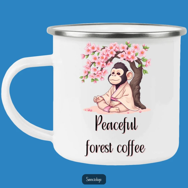 Funny Monkey Kimono Camping Mug: Serene Meditations Outdoors