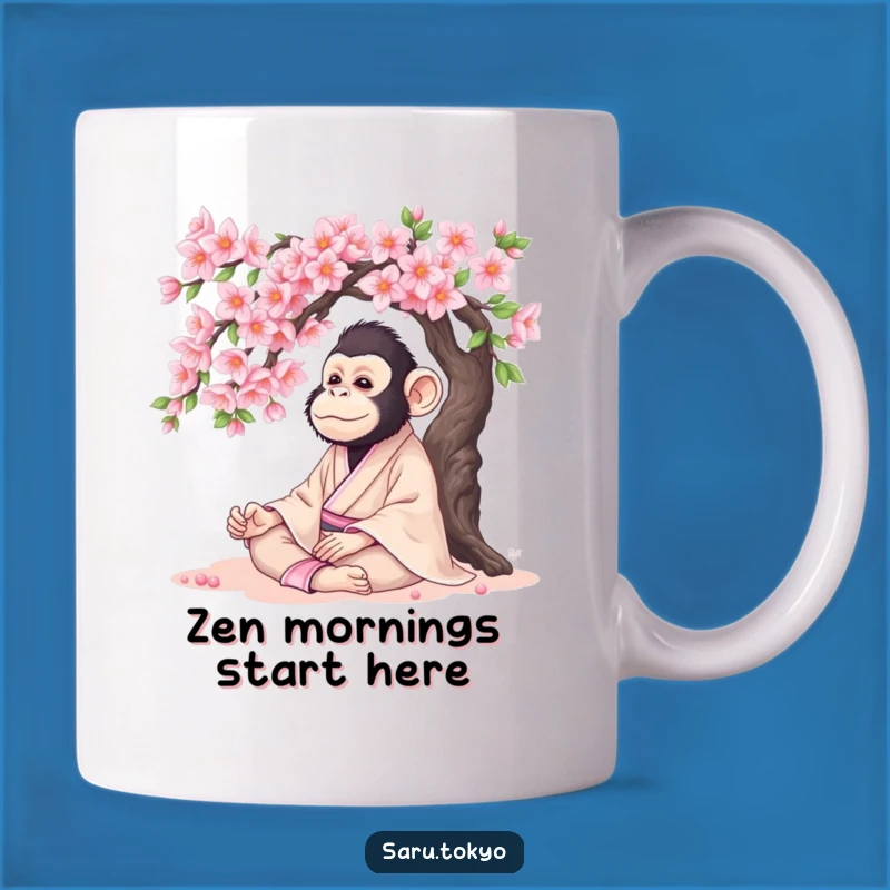 Funny Monkey Zen Kimono Mug: Serene Meditation, Peaceful Gift