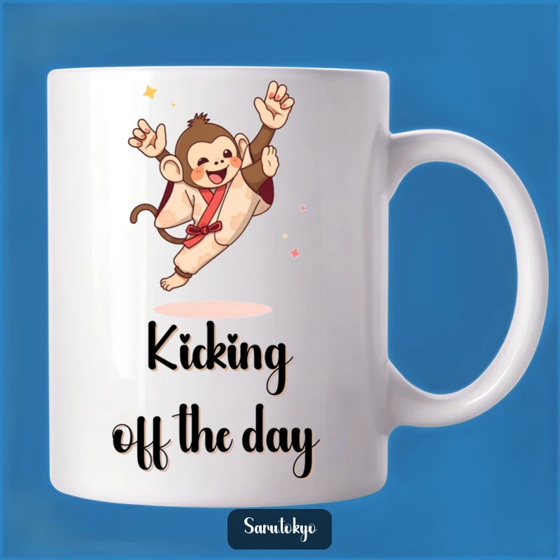 Funny Monkey High Kick Mug - Festive Kimono Action Gift