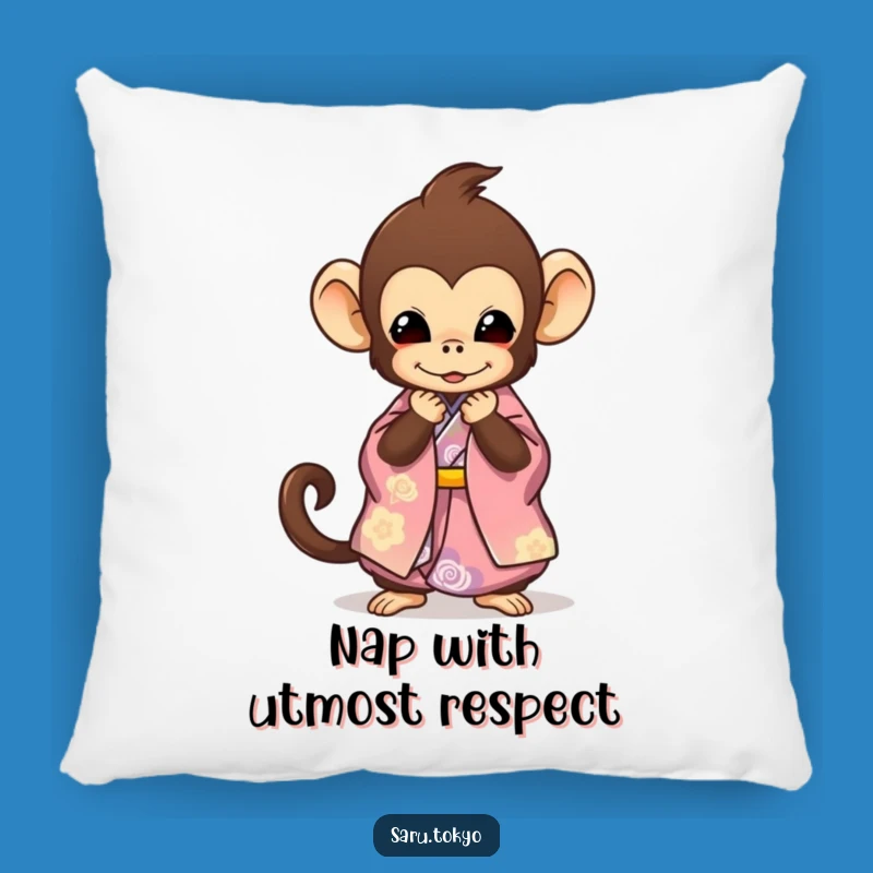 Funny Monkey Kimono Pillow: Cozy Comfort with a Graceful Bow