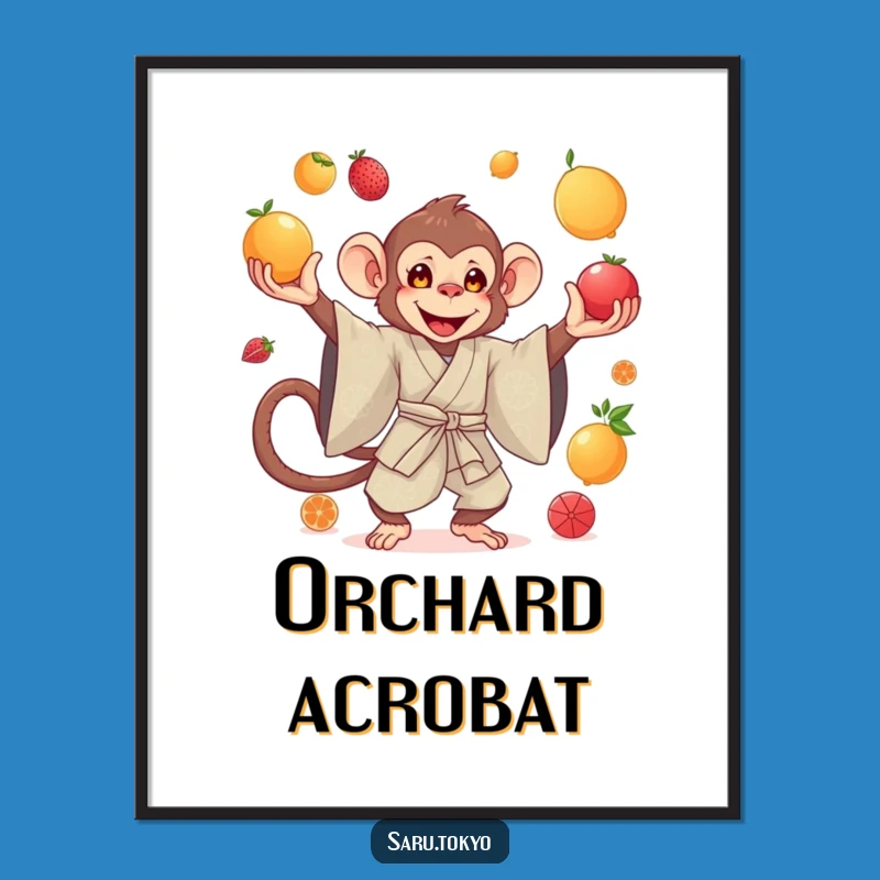 Funny Monkey Juggling Digital Art - Printable Silk Kimono Gift