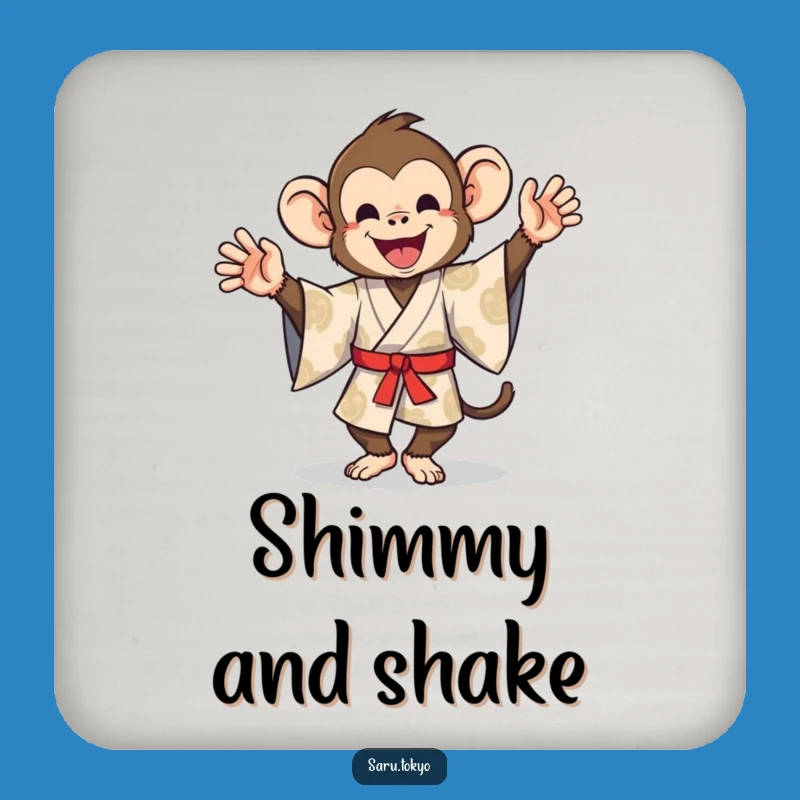 Funny Monkey Kimono Dance Drink Coaster - Silly Kitchen Gift