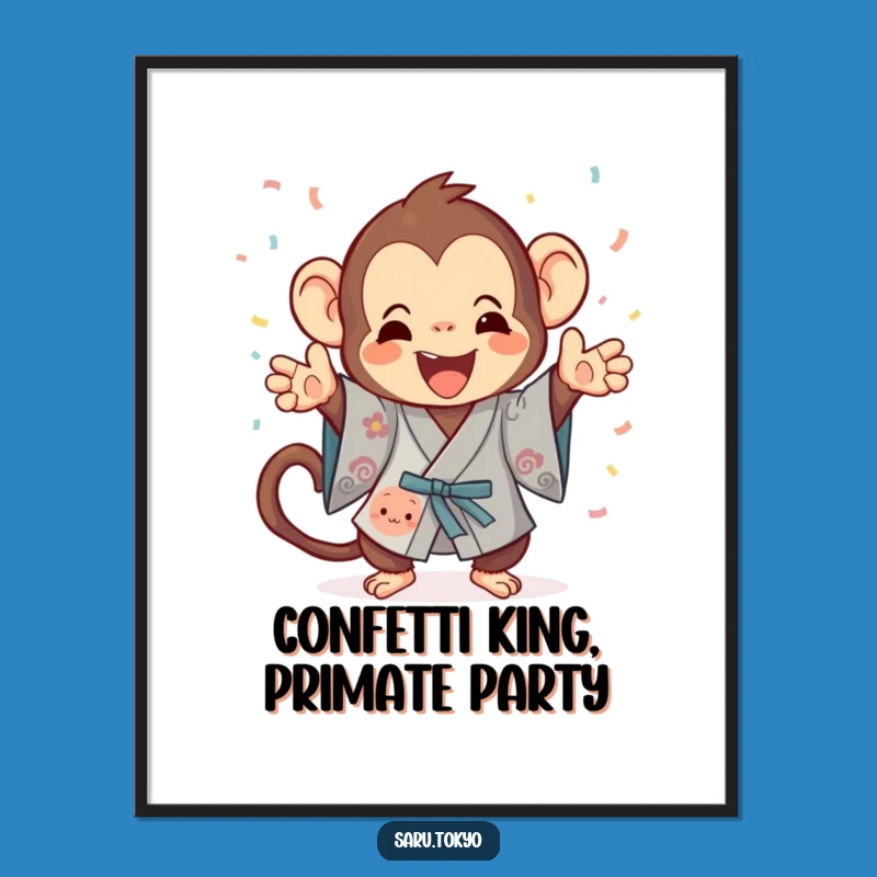 Funny Free Printable Wall Art: Monkey Confetti Toss - Festive Downloadable Decor