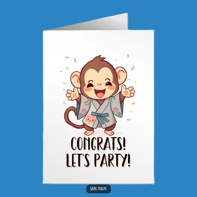 Free Printable Congrats Card: Monkey Confetti Toss - Joyful Downloadable Celebration