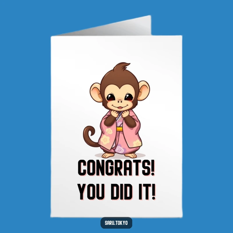 Free Printable Congrats Card: Monkey Bowing - Funny Downloadable for Any Occasion