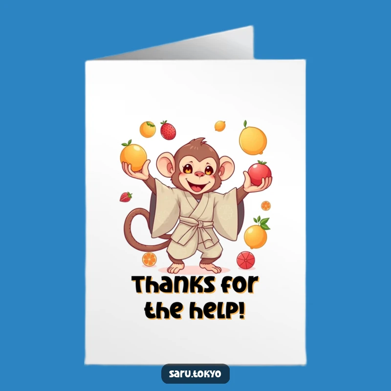 Free Printable Thank You Card: Juggling Monkey Kimono Gratitude, Downloadable Humorous Gift