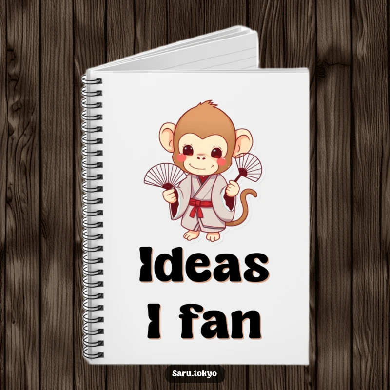 Funny Monkey Notebook: Charming monkey in a kimono holds a delicate fan, perfect for elegant note-taking.