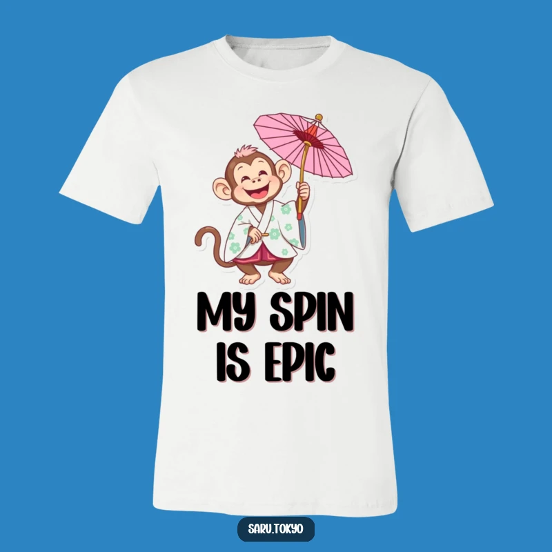 Funny Monkey Kimono T-Shirt: Joyful Parasol Spinner, Hilarious Gift
